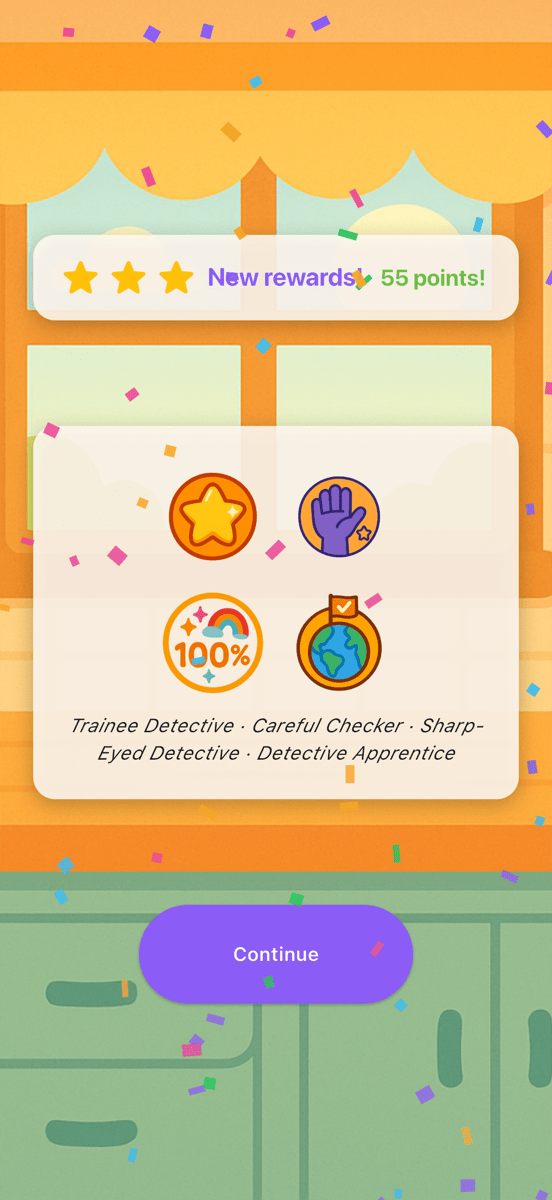 Harpaboo end-of-round celebration screen